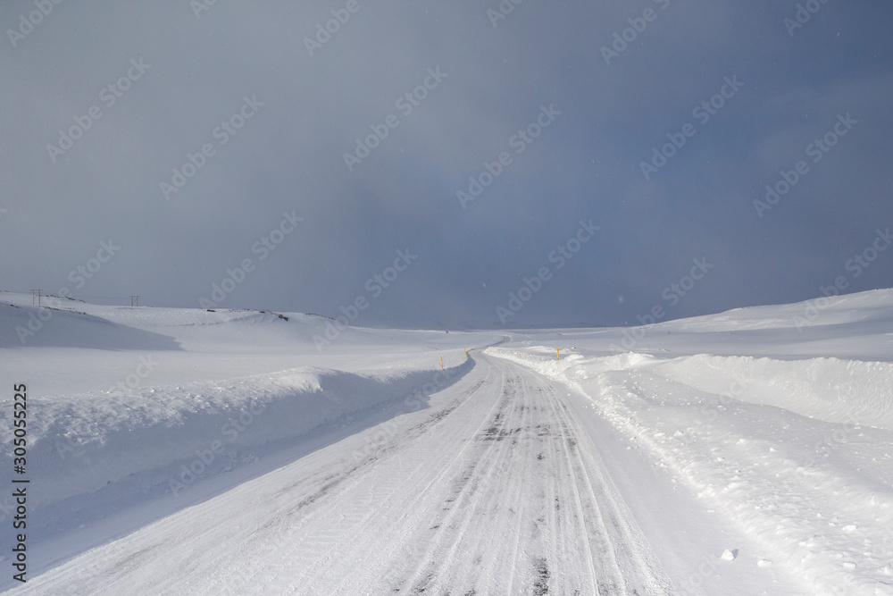 country road on a winter day