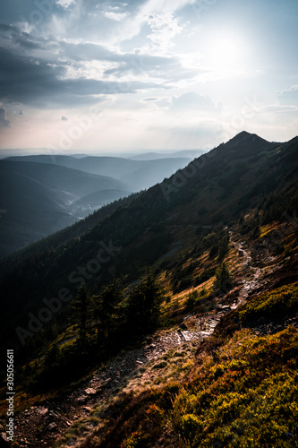 Path leading to Krakonos mountain, from Svaty Petr, Krkonose, Czech republic