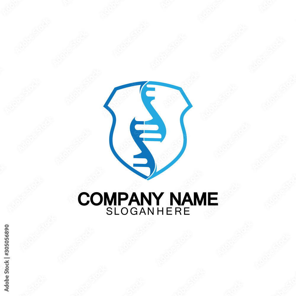 Fototapeta premium DNA shield logo icon design-vector