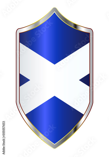 Scottish Flag On A Crusader Shield