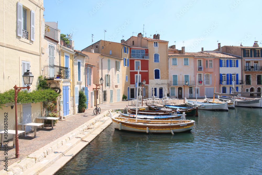 The Bird Mirror area in the island of Martigues, called the little Venice of Provence, France