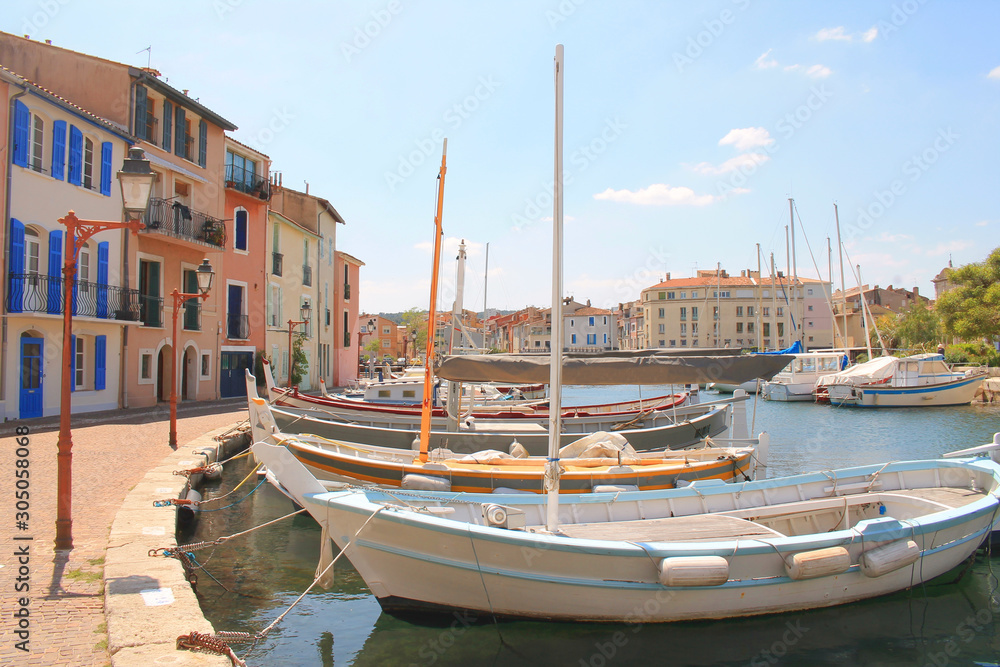 The district of the island in Martigues, called the little Venice of Provence, France
