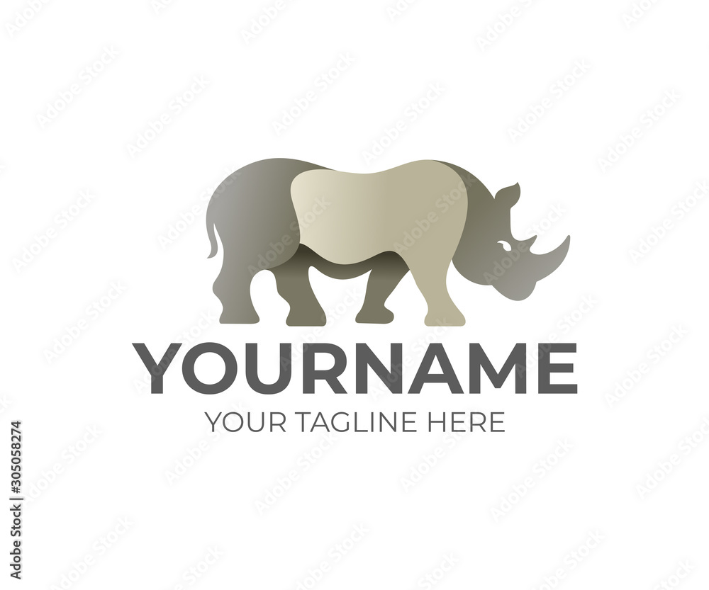 Rhino animal, logo design. Beast, mammal and wildlife, vector design and illustration