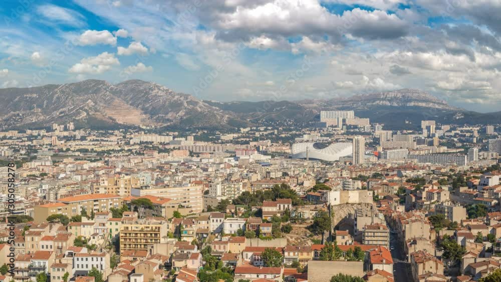 Marseille France time lapse 4K, city skyline timelapse at city center Marseille France time lapse 4K, city skyline timelapse at city center