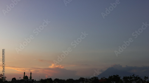 sunset with a beautiful panorama in the city of Klaten, Indonesia