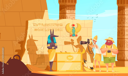 Egypt Travel Cartoon Composition 