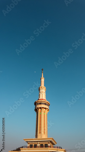 Mosque with beautiful shapes with blue sky