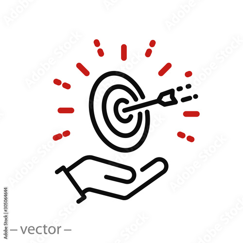 challenge icon, business high performance, vision mission triumph, concept goal company, value statement, purpose, thin line symbol - editable stroke vector illustration