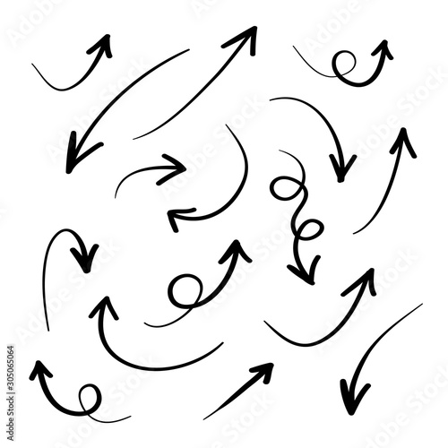 Arrows icons hand drawn vector editable set