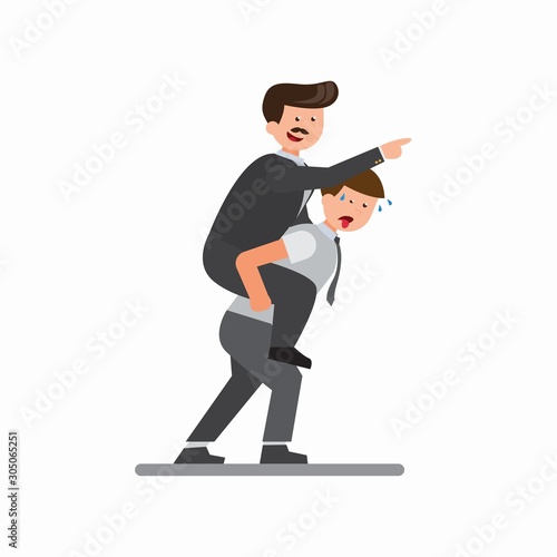 office worker carrying boss flat illustration vector