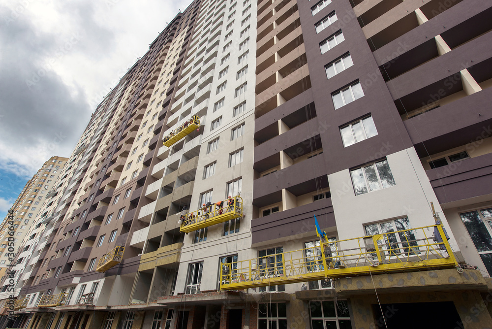 Obraz premium city of Brovary, Ukraine September 7, 2017, construction of residential houses for the population, September 7, 2017