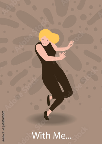 a dancing woman. Illustration for use in invitation design, greeting cards, sales advertising, product printing, etc.
