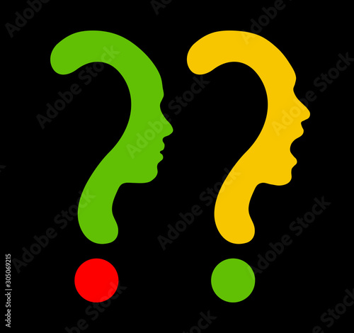 Question mark symbol silhouette of a girl