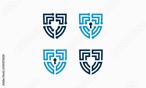 Labyrinth logo. Security Logo. Shield emblem icon logo symbol for technology