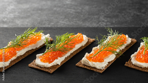 Sandwiches with trout caviar.