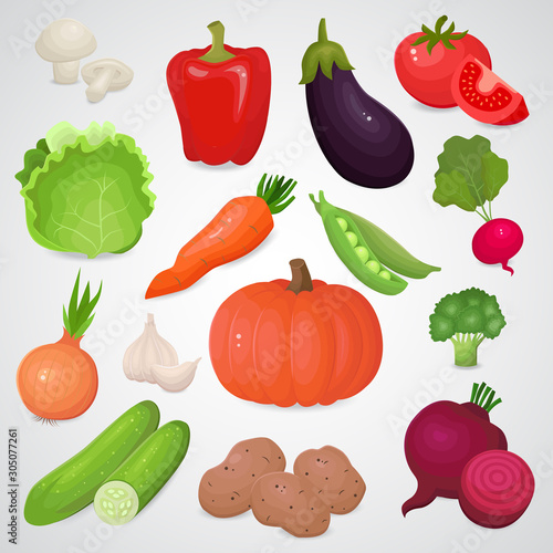 Vegetable vector icon set.