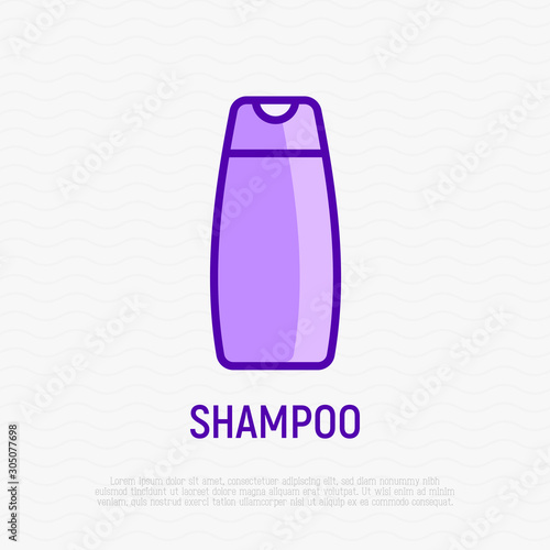 Shampoo thin line icon. Simple packaging. Modern vector illustration for beauty shop.