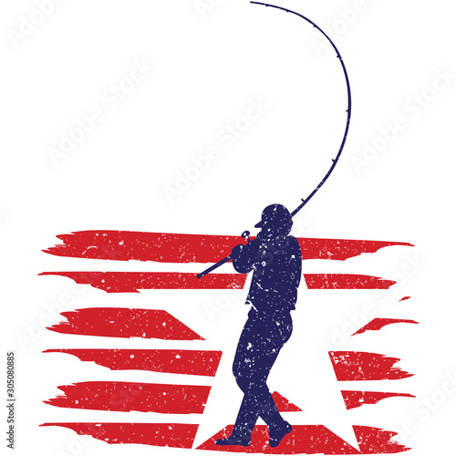 Fishing  flag, American Flag, Fourth of July, 4th of July, Patriotic, Cricut Silhouette Cut File, Cutting file