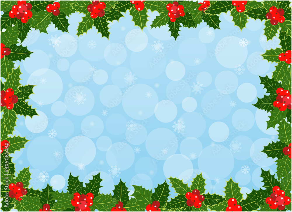 Christmas frame background with Holly leaves pattern design with copy space for your text. Christmas frame background with Holly leaves pattern design with copy space for your text.