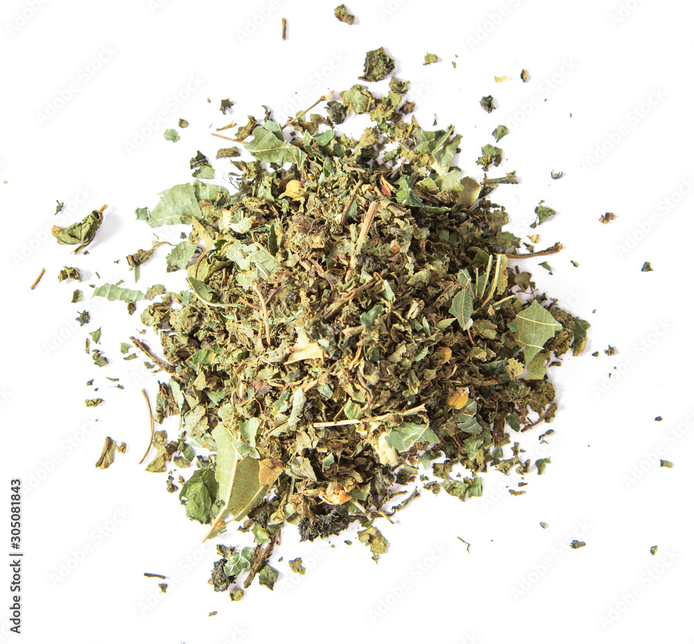 Fireweed dry tea pile isolated, view from above. Fireweed dry tea pile isolated, view from above.