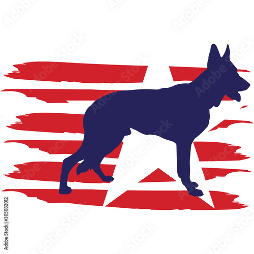 German Shepherd Dog flag, American Flag, Fourth of July, 4th of July, Patriotic, Cricut Silhouette Cut File, Cutting file