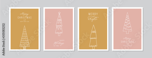 Merry Christmas cards set with hand drawn elements. Doodles and sketches vector Christmas illustrations, DIN A6