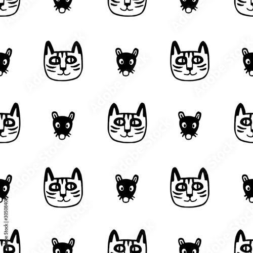 Seamless pattern with cute animals.