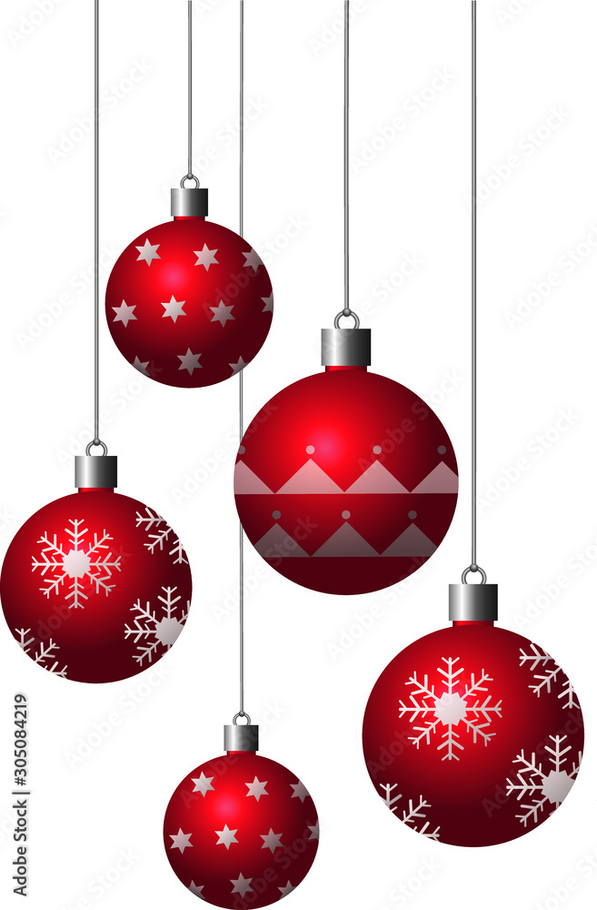 Bolas rojas de navidad para el árbol