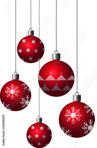Bolas rojas de navidad para el árbol