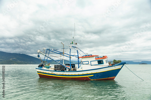 Fishing boat in Paraty Bay World Heritage in Rio de Janeiro, Brazil