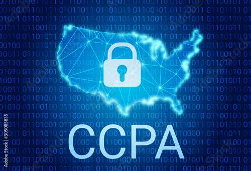 Obraz na płótnie CCPA - California Consumer Privacy Act. vector background. Consumer protection for residents of California, United States. USA data security. w salonie