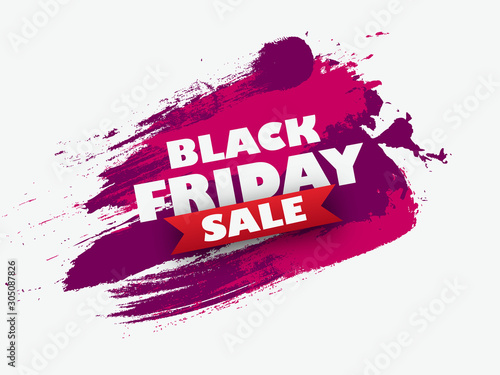 Black Friday Sale Horizontal Banners with grunge brushes on black and Red Background_Vector illustration.