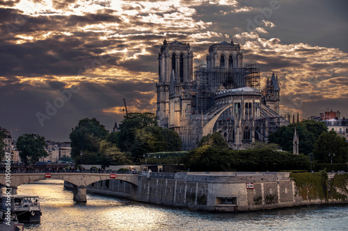 Fototapeta Paris, France - November 23, 2019: Notre Dame cathedral during restoration works