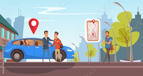 Automobile renting flat vector illustration