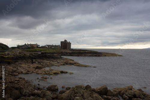 Scottish Castle o the coast of Ayrshire in Scotland on a winters morning
