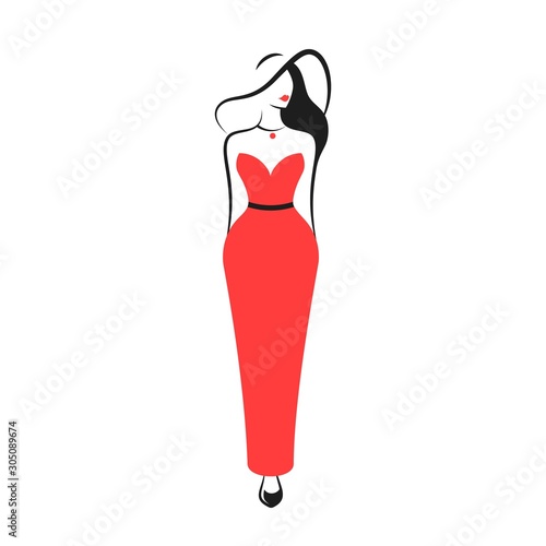 woman in the ball gown red