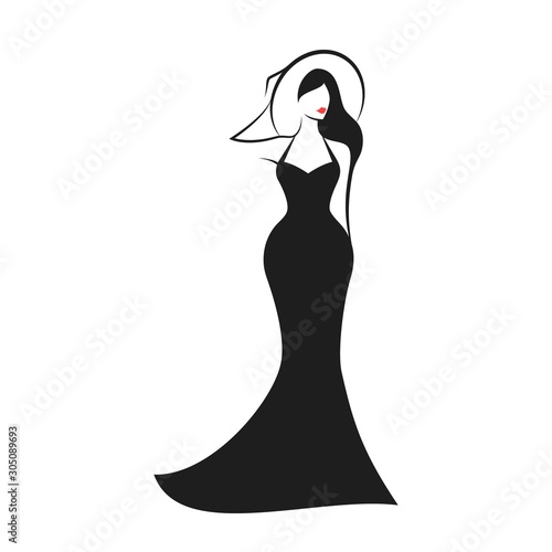 Woman in the ball gown black