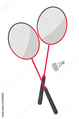 Badminton accessories flat vector illustration