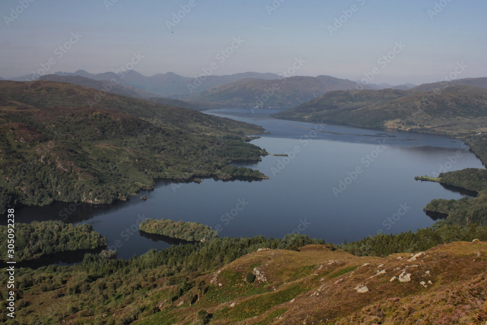 View from the top of a Scottish mountain in summer