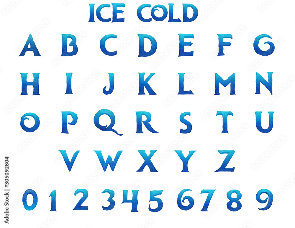 Ice Cold Alphabet - 3D Illustration - obrazy, fototapety, plakaty 