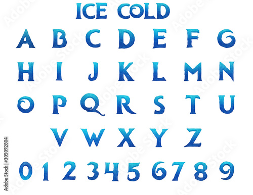 Ice Cold Alphabet - 3D Illustration photo