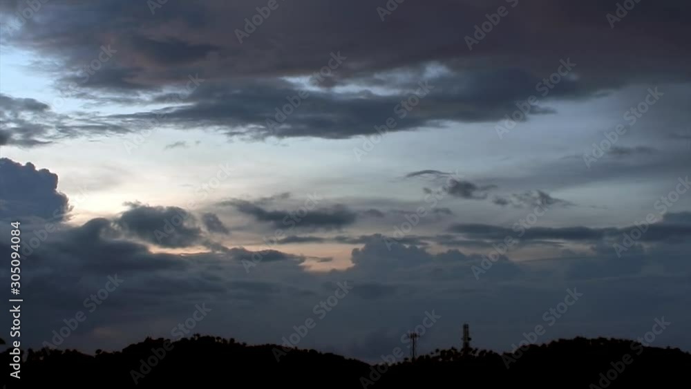 Time Lapse, Clouds Over Mountain Range During Sunset, Philippines
