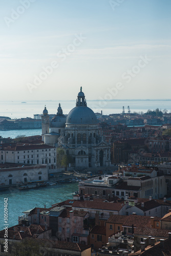 Top view of traditional buildings in the center of Venice. © Evgenii Starkov