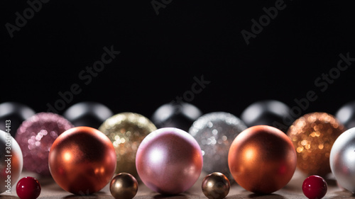Happy New Year card with Christmas balls