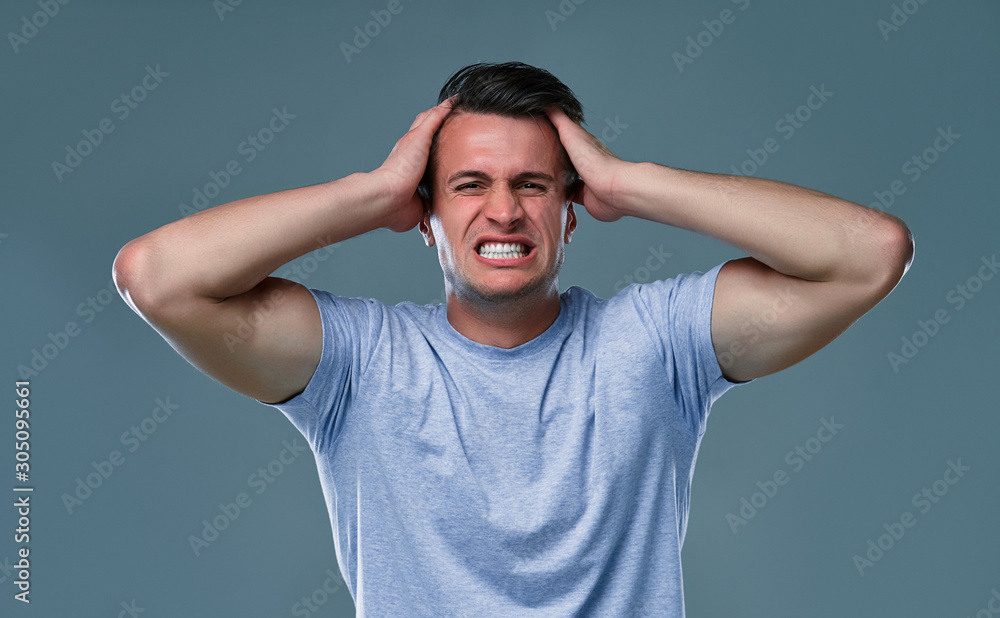 Man on gray background Man on gray background