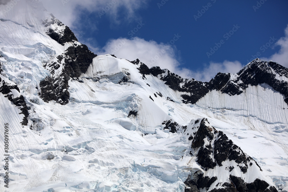 Obraz premium Gletscher und Schnee im Mount Cook Nationalpark in Neuseeland