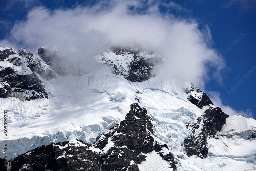 Gletscher und Schnee im Mount Cook Nationalpark in Neuseeland Gletscher und Schnee im Mount Cook Nationalpark in Neuseeland