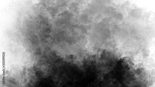 Black smoke . Mistery fog on isolated white background. Texture overlays. Design element.