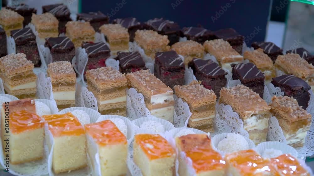 Banquet with sweets, cakes and pastries Banquet with sweets, cakes and pastries