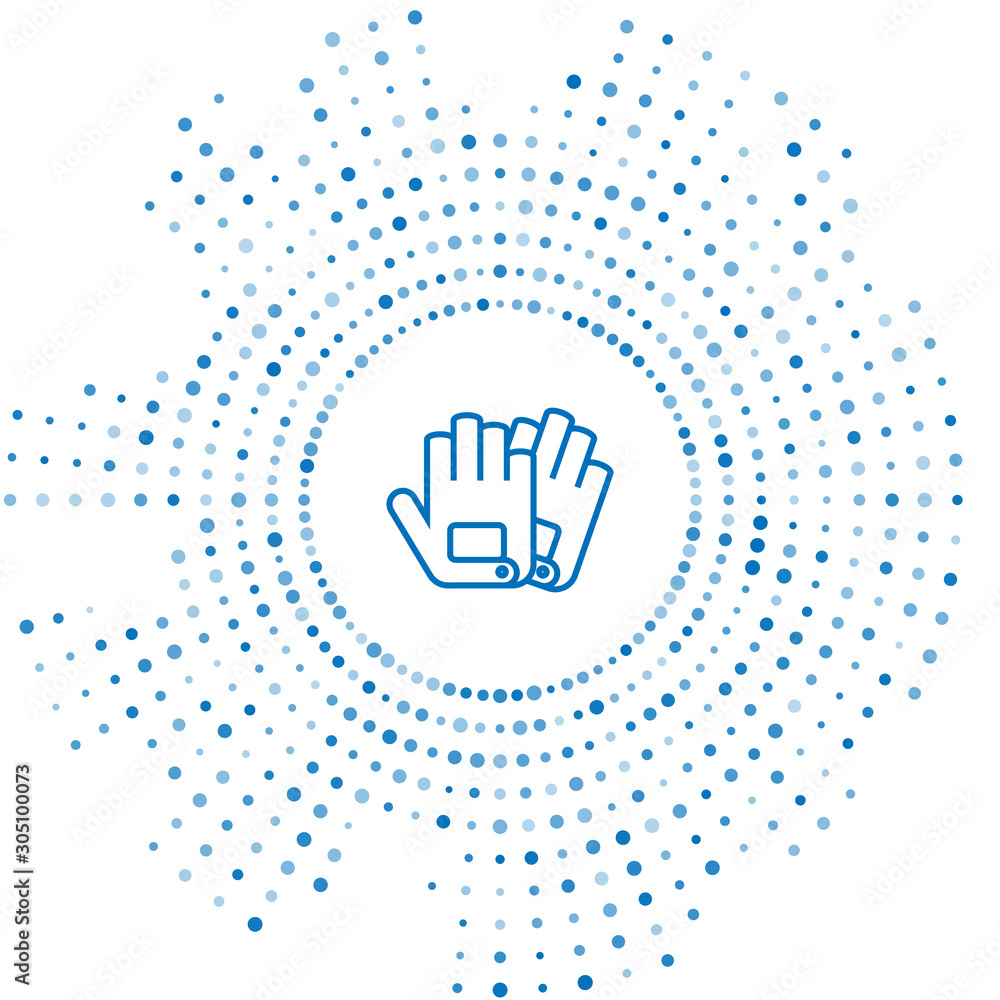 Blue line Gloves icon isolated on white background. Extreme sport. Sport  equipment. Abstract circle random dots. Vector Illustration Stock Vector |  Adobe Stock